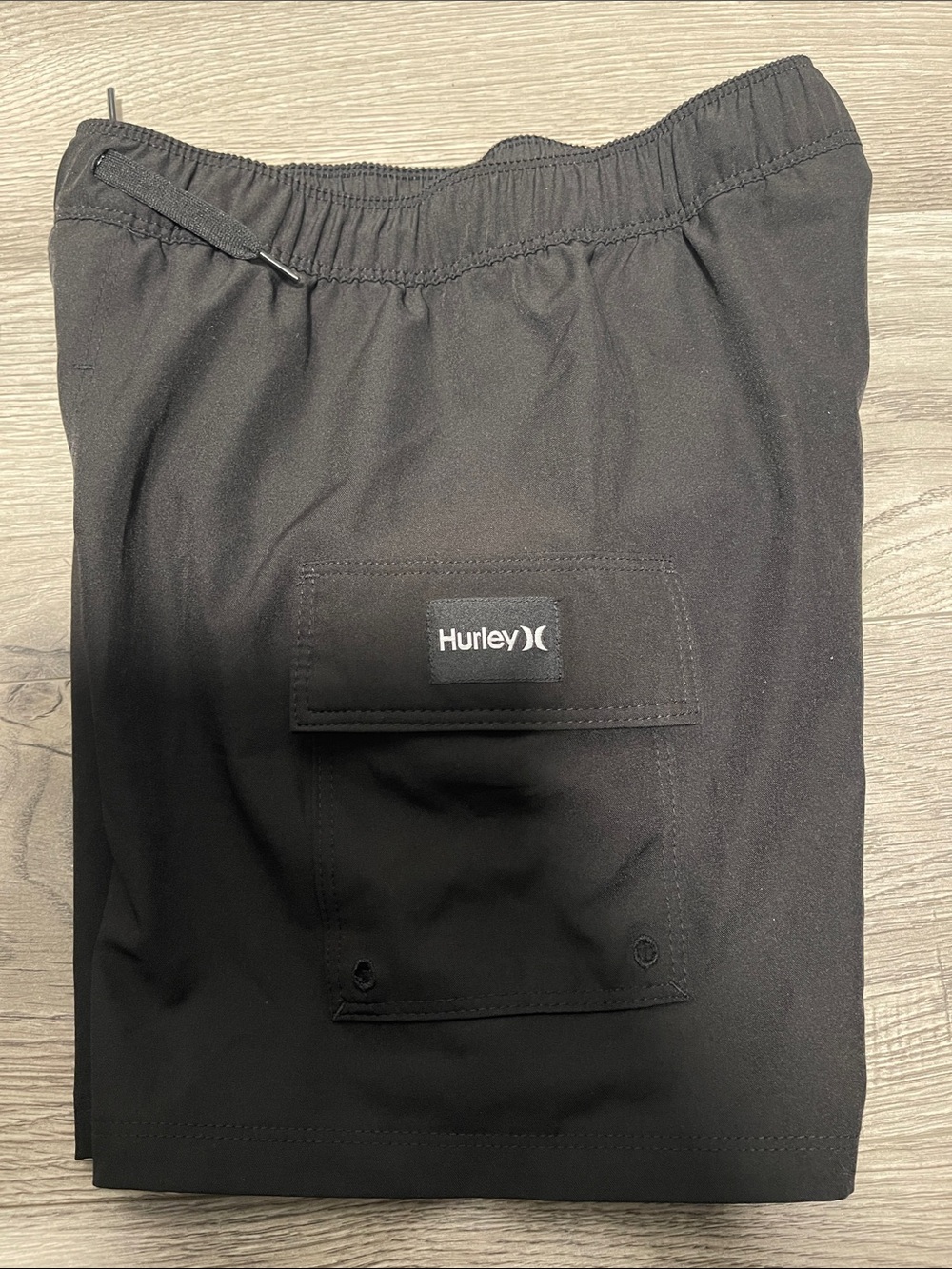 Hurley Black Kids Swim Shorts with Rear Flap Pocket